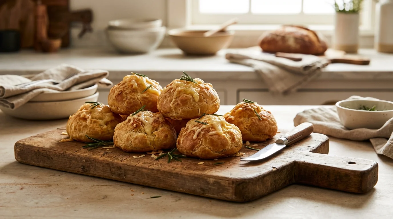 Gougères au fromage : pâte à choux salée et gruyère doré