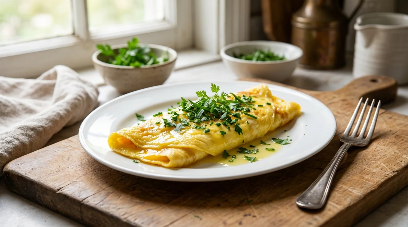 Omelette aux fines herbes : persil, ciboulette, cerfeuil et estragon