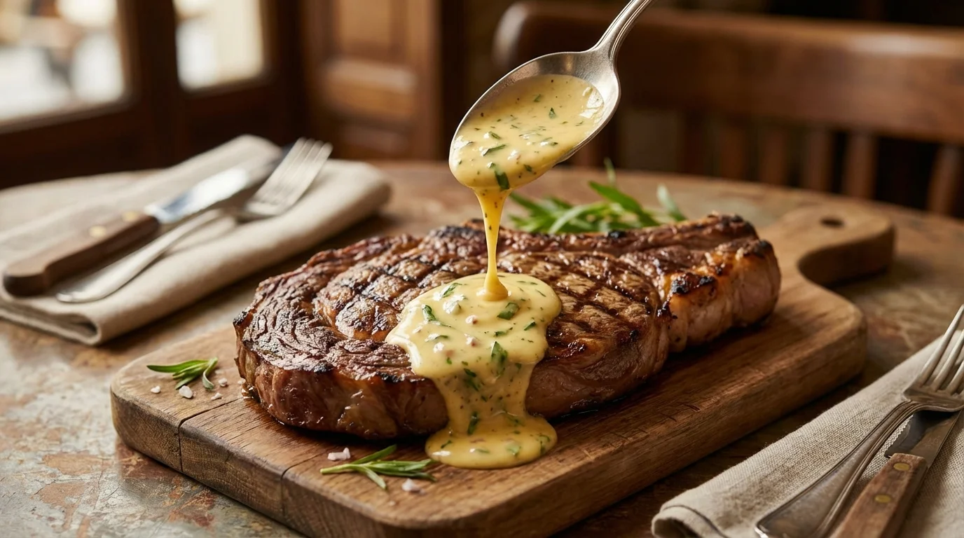 Sauce béarnaise : réduction à l'estragon et émulsion au beurre